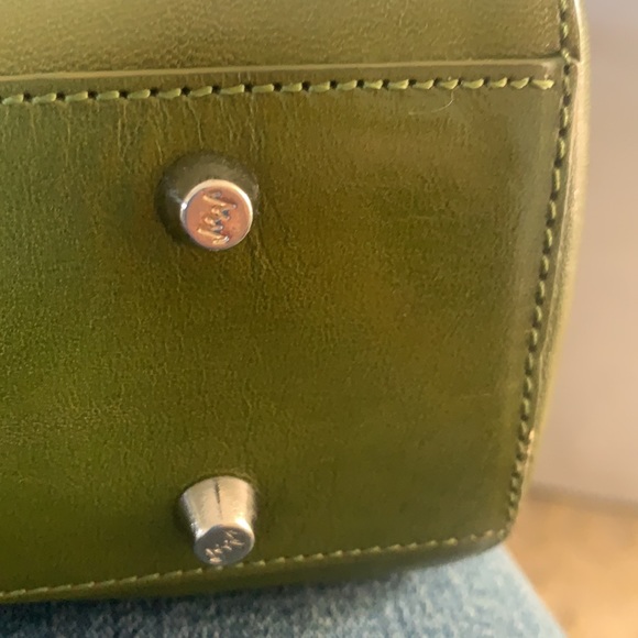 EUC leather baguette bag zip top AVOCADO Mid-size - Picture 12 of 16